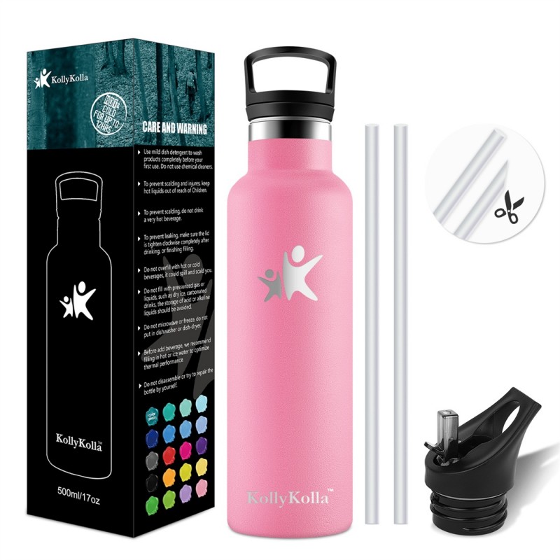 KollyKolla Insulated Water Bottle with Straw & Filter 
