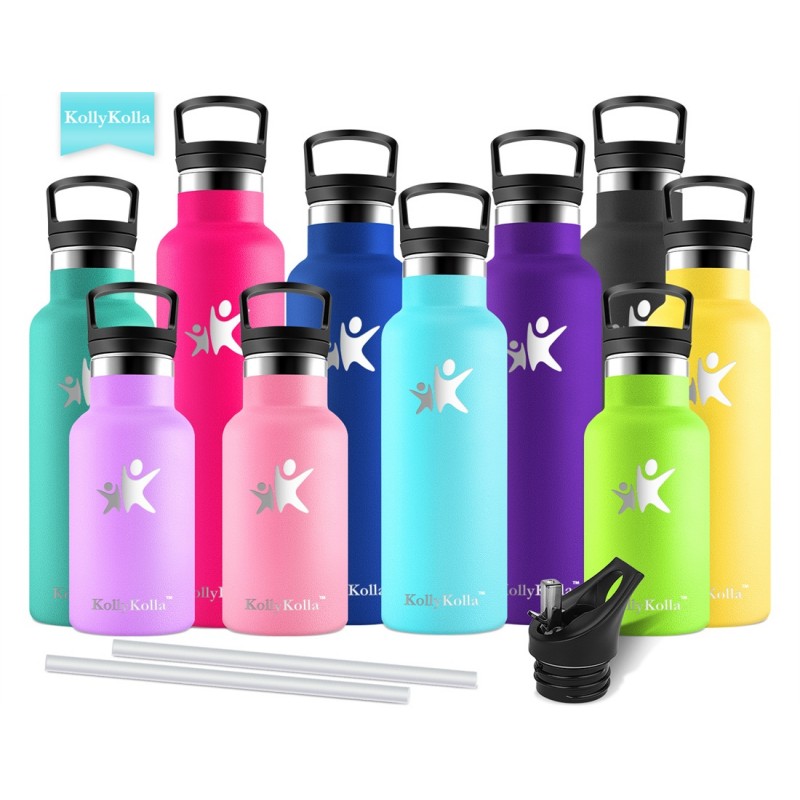 KollyKolla Stainless Steel Vacuum Insulated Water Bottle 12 Oz/17 Oz/22 Oz/ 25 Oz Double Walled Cola Shape Metal Reusable Water Bottle Kids Thermos Keep Drinks Hot and Cold for Sports Travel Outdoor 